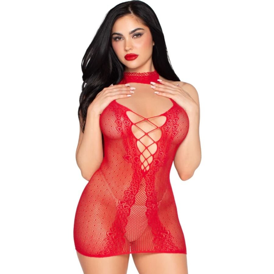LEG AVENUE - 81675 HALTER MINIKLEID ROT - EINE GRÖSSE