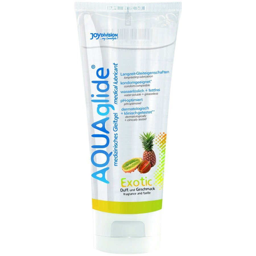 Gleitgel Aqua Glide Exotic in Tube, medizinisches Gleitgel mit Langzeit-Gleitschutz, wasserlöslich und fettfrei, Duft Exotic