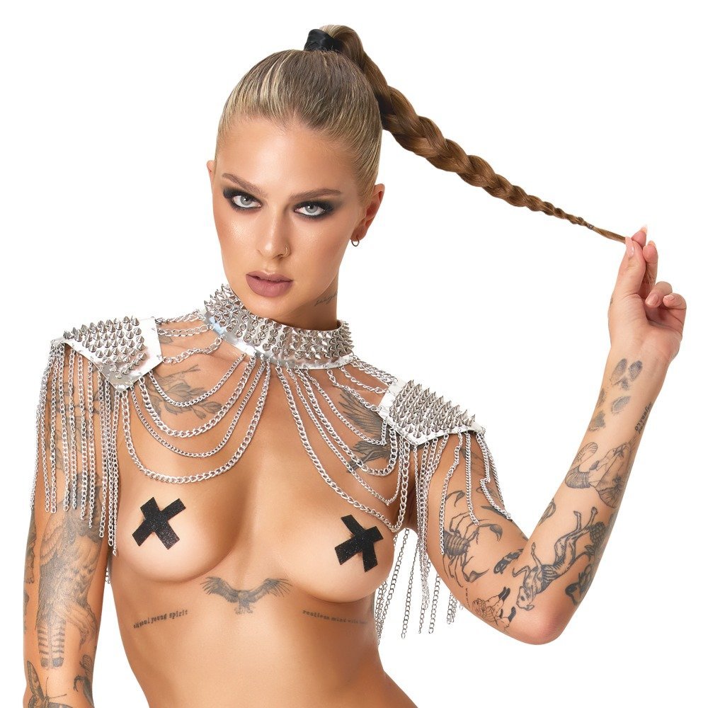 Bad Spiked Collar and shoulder, silber