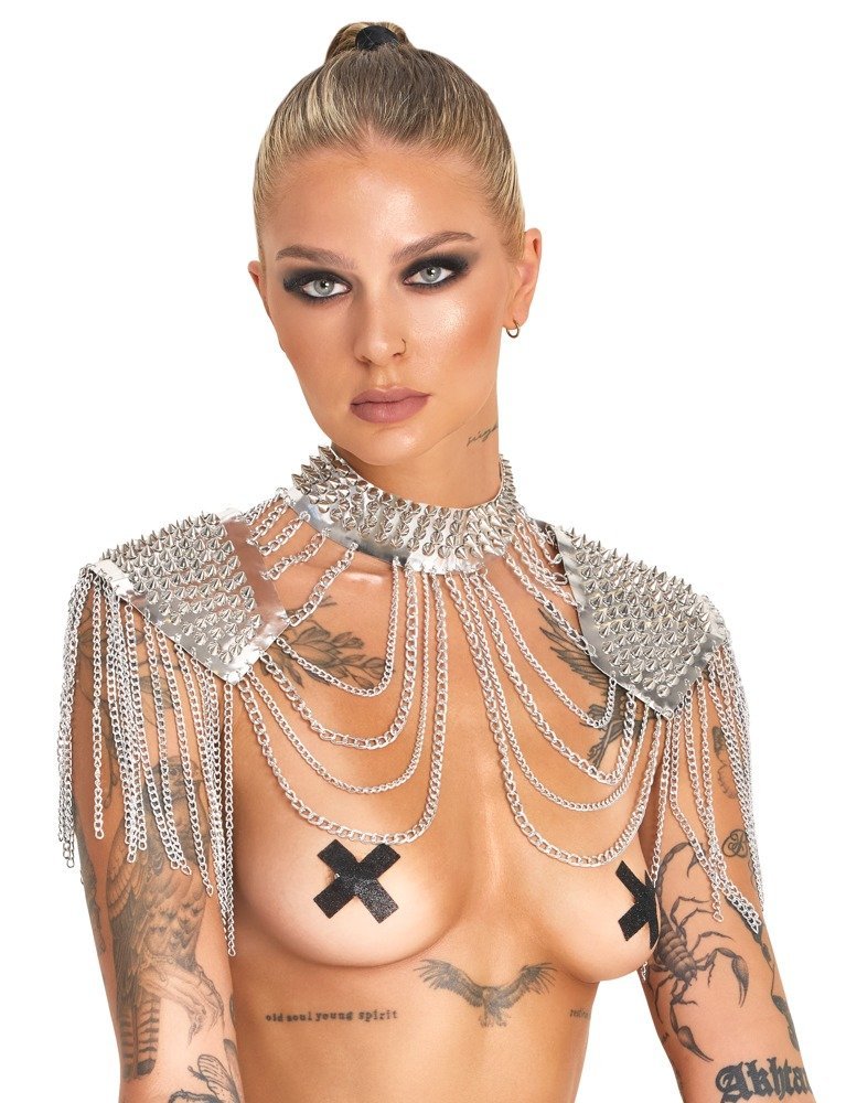 Bad Spiked Collar and shoulder, silber