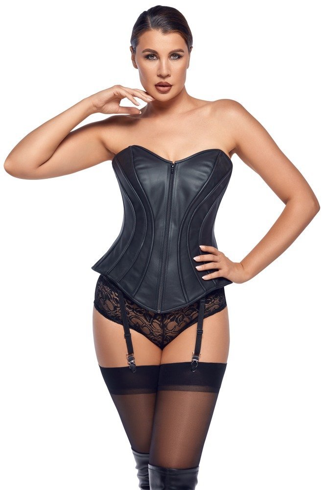 Korsett aus Leder, schwarz