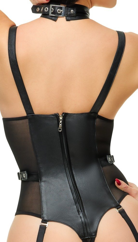 Body aus Leder, schwarz