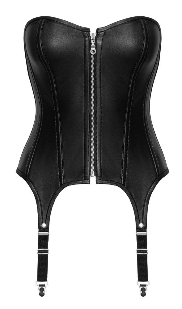 Straps-Corsage aus Leder, schwarz