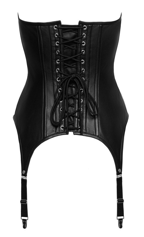 Straps-Corsage aus Leder, schwarz