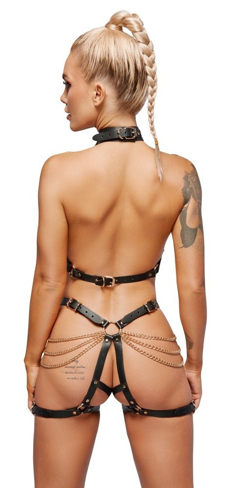 Leder Harness Set, schwarz