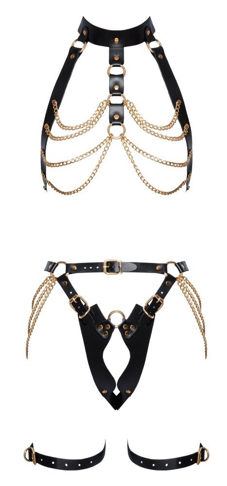Leder Harness Set, schwarz