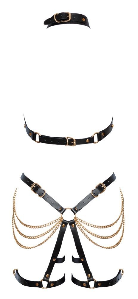 Leder Harness Set, schwarz