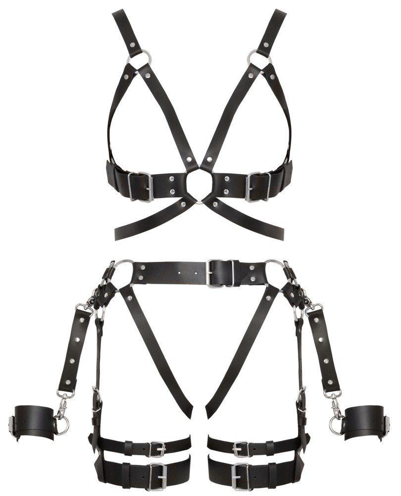 Harness-Set aus Leder, schwarz