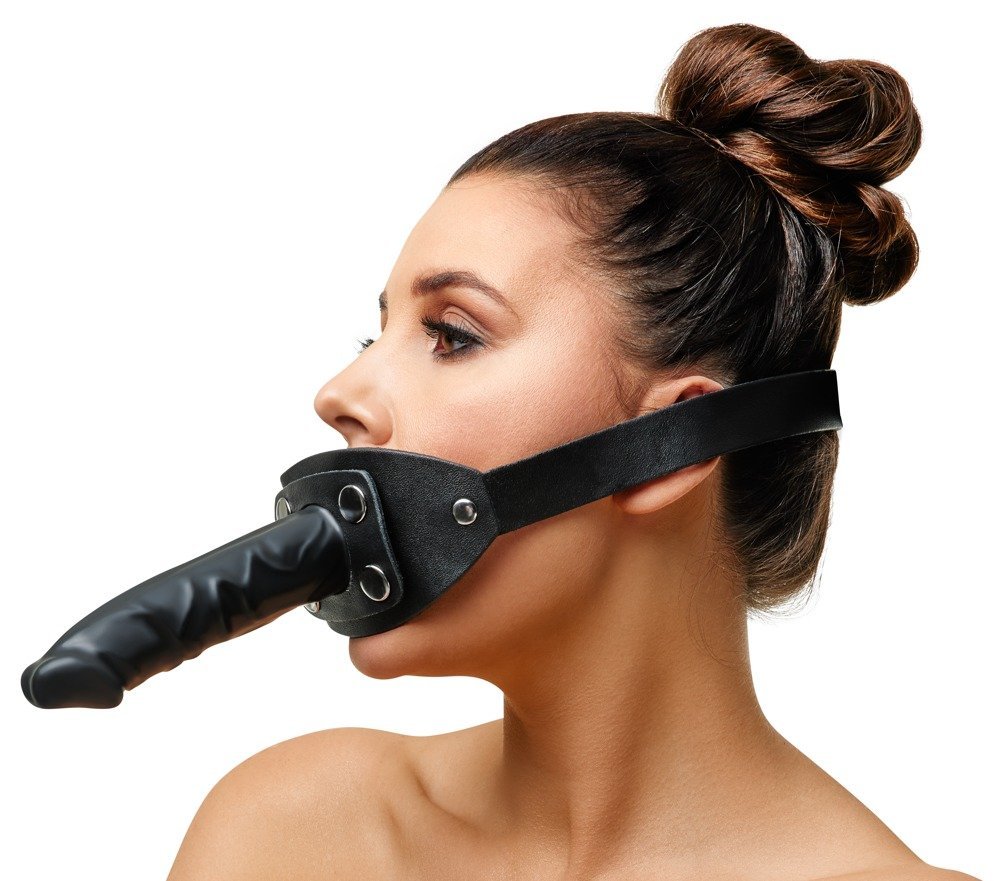 Leder Mundknebel Penis, schwarz