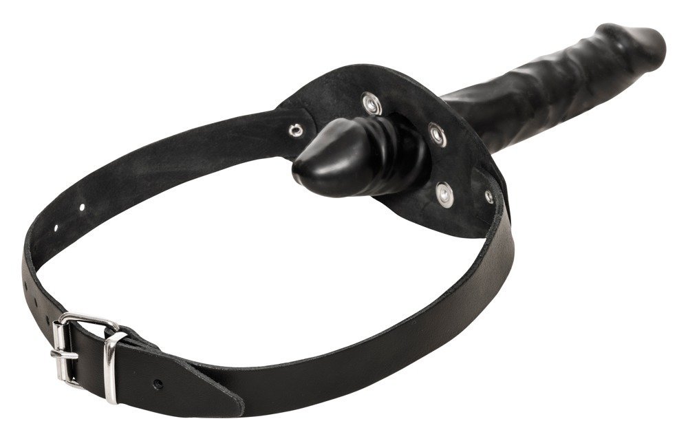 Leder Mundknebel Penis, schwarz