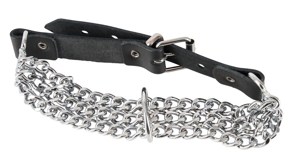 Leder Halsfessel Kette, schwarz