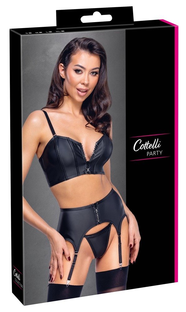 Top Set Strasszip, schwarz