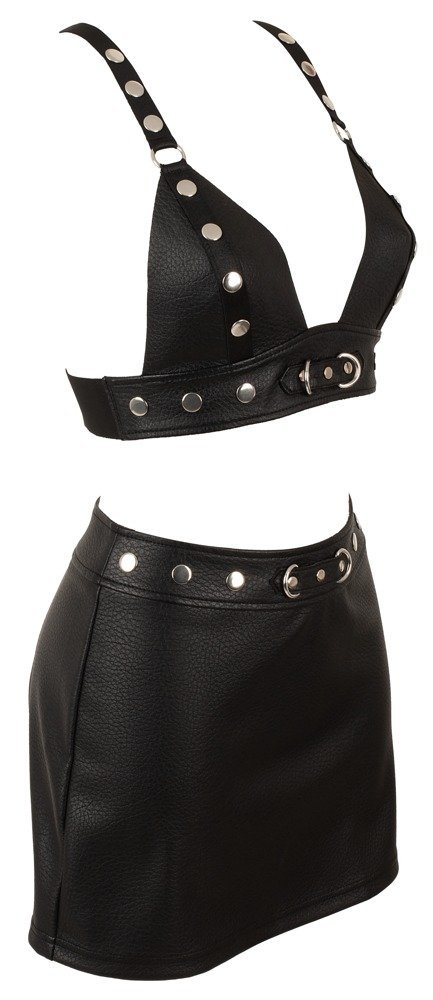 Lederimitat Top und Rock, schwarz