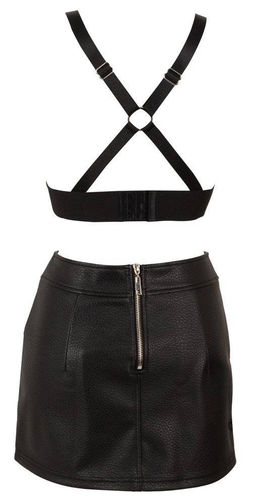 Lederimitat Top und Rock, schwarz