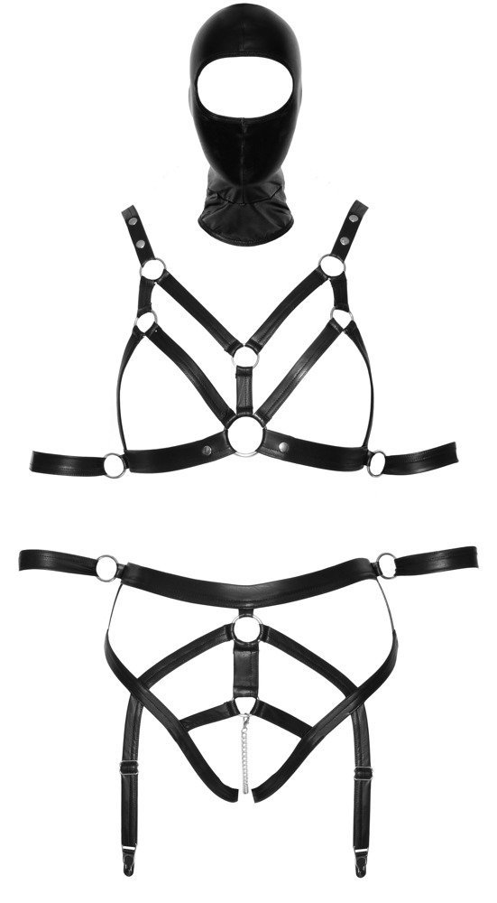 Bad Kitty Riemenset+Maske, schwarz