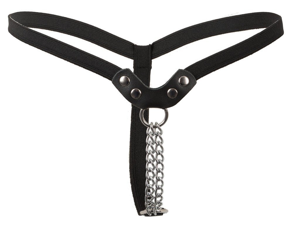 Lederimitat String, schwarz