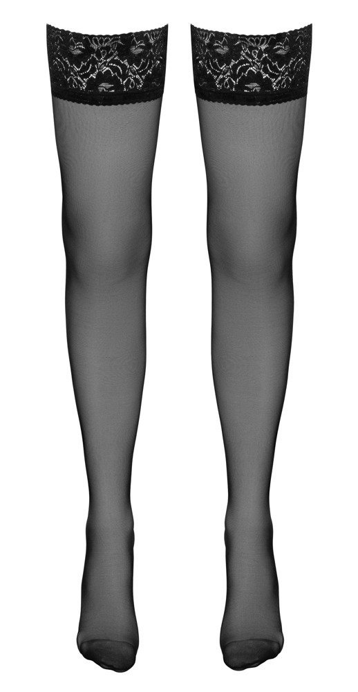 Halterlose Nahtstrümpfe, schwarz