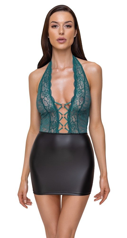 Kleid schwarz/petrol, grün