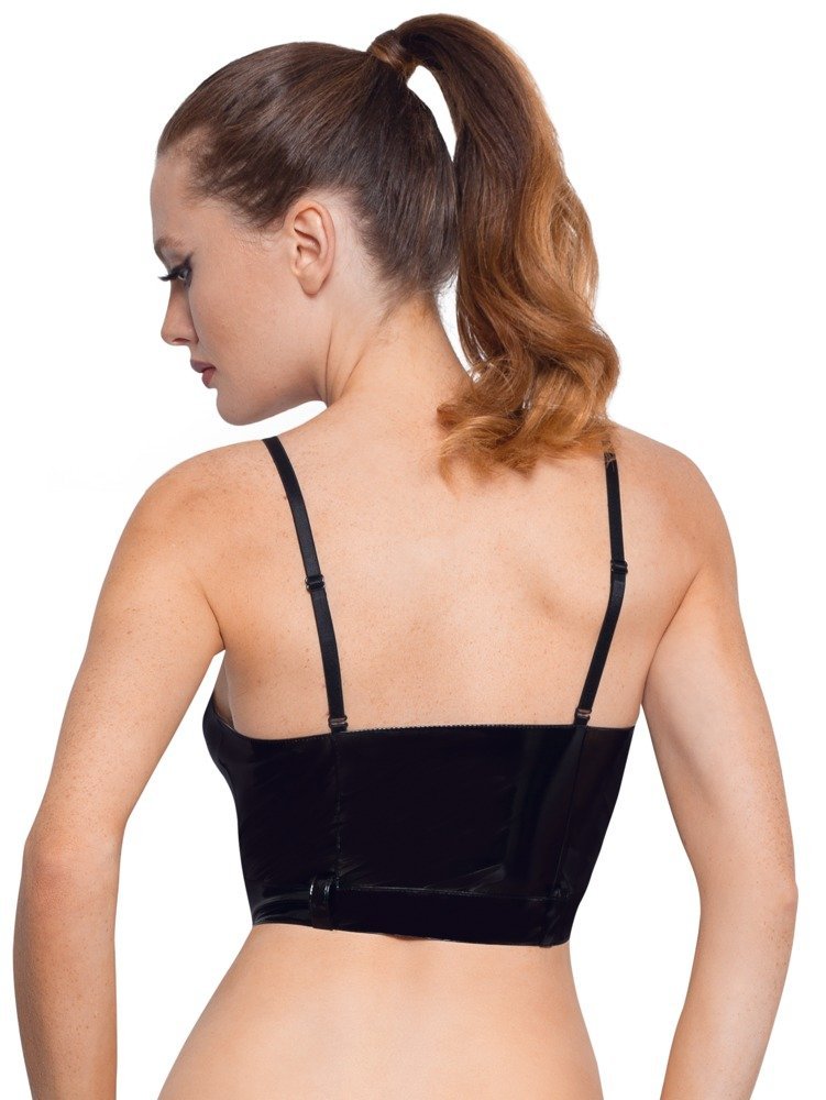 Lack Top Schnalle, schwarz