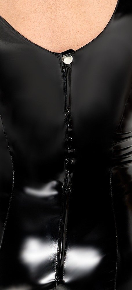 Lack Kleid Schnalle, schwarz